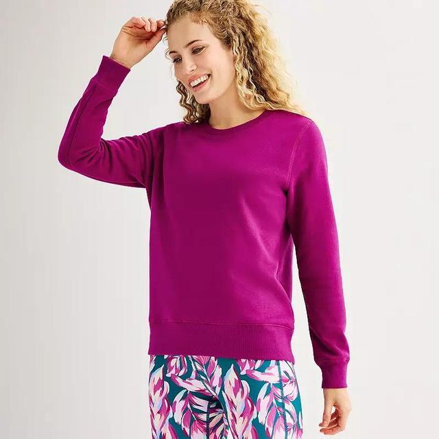 Petite Tek Gear Ultrasoft Fleece Crewneck Sweatshirt, Womens Maiti Pink Product Image