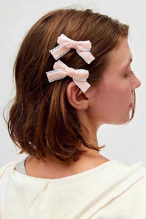 Mini Velvet Lace Hair Bow Clip Set Womens at Urban Outfitters Product Image