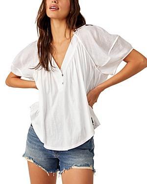 Free People Sunray Mixed Media Cotton Jersey Babydoll Top Product Image