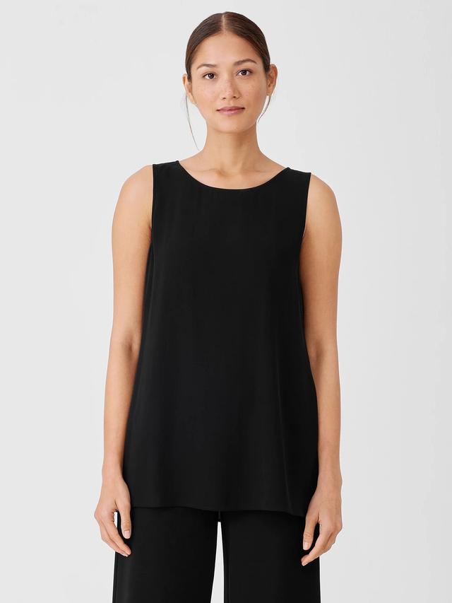 EILEEN FISHER Silk Georgette Crepe Ballet Neck Tankfemale Product Image