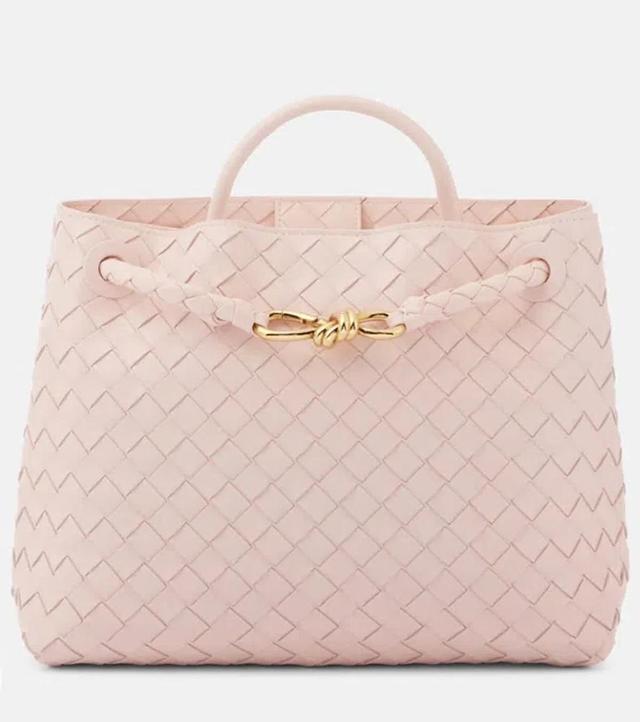 BOTTEGA VENETA Andiamo Medium Intrecciato Leather Tote Bag In Pink Product Image