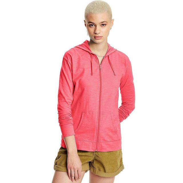 Womens Hanes Slub Jersey Full Zip Hooded Sweatshirt Product Image