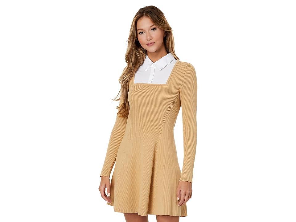 English Factory Mixed Media Fit-and-Flare Sweaterdress Women's Clothing Product Image