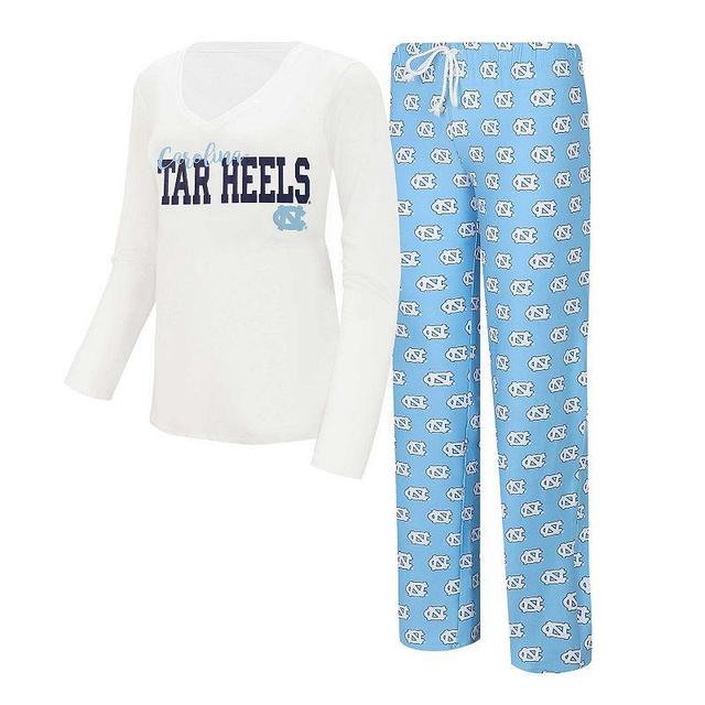 Womens Concepts Sport /Carolina Blue North Carolina Tar Heels Long Sleeve V-Neck T-Shirt & Gauge Pants Sleep Set Product Image