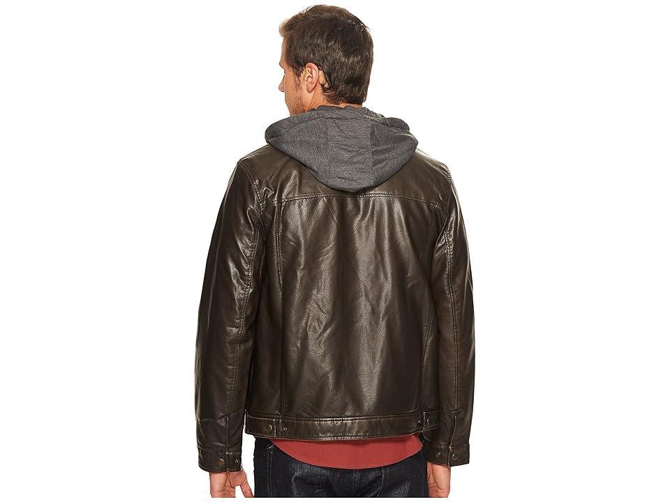 Mens Levis Faux Leather Hooded Trucker Jacket Product Image