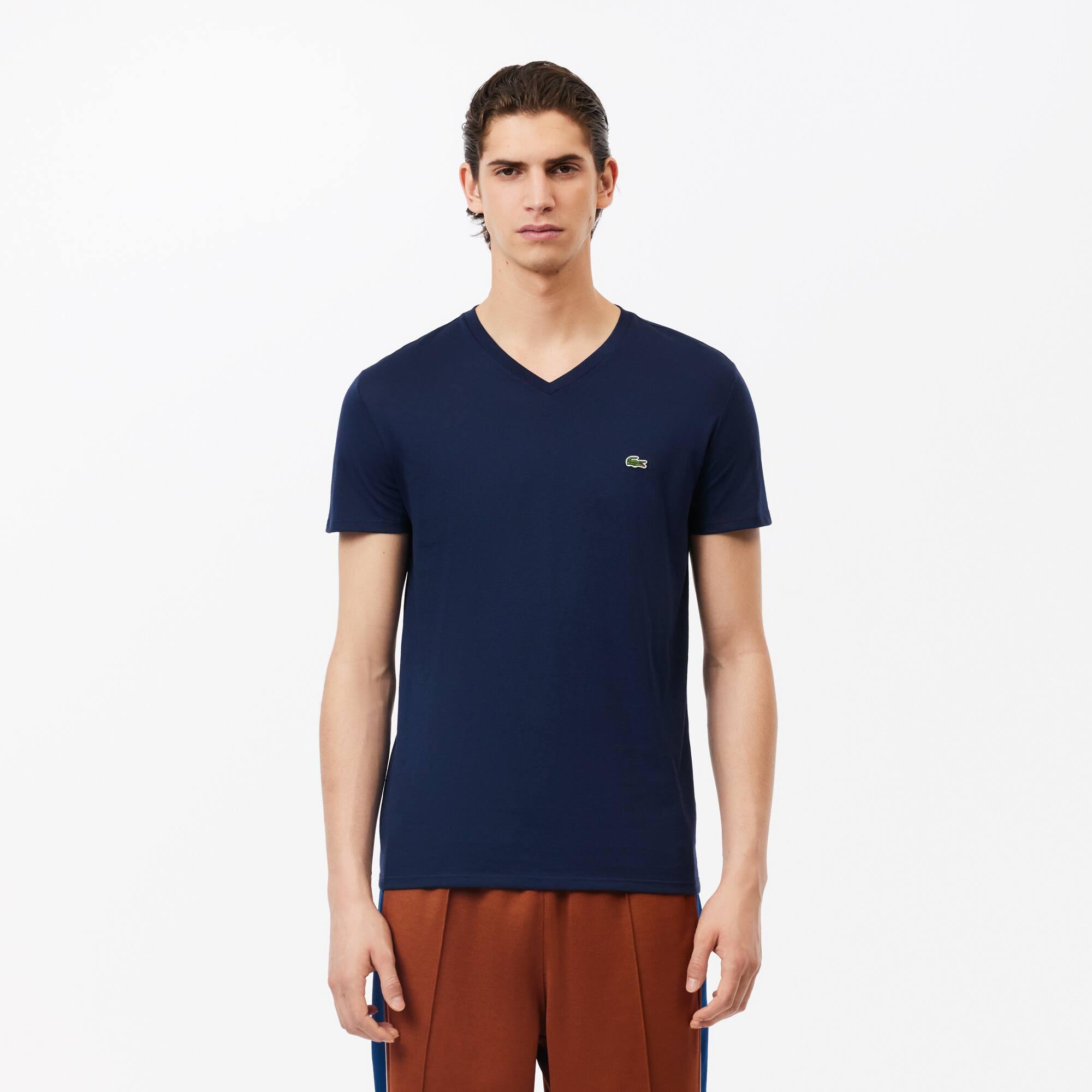 Lightweight Cotton Pima V Neck T-shirt Product Image