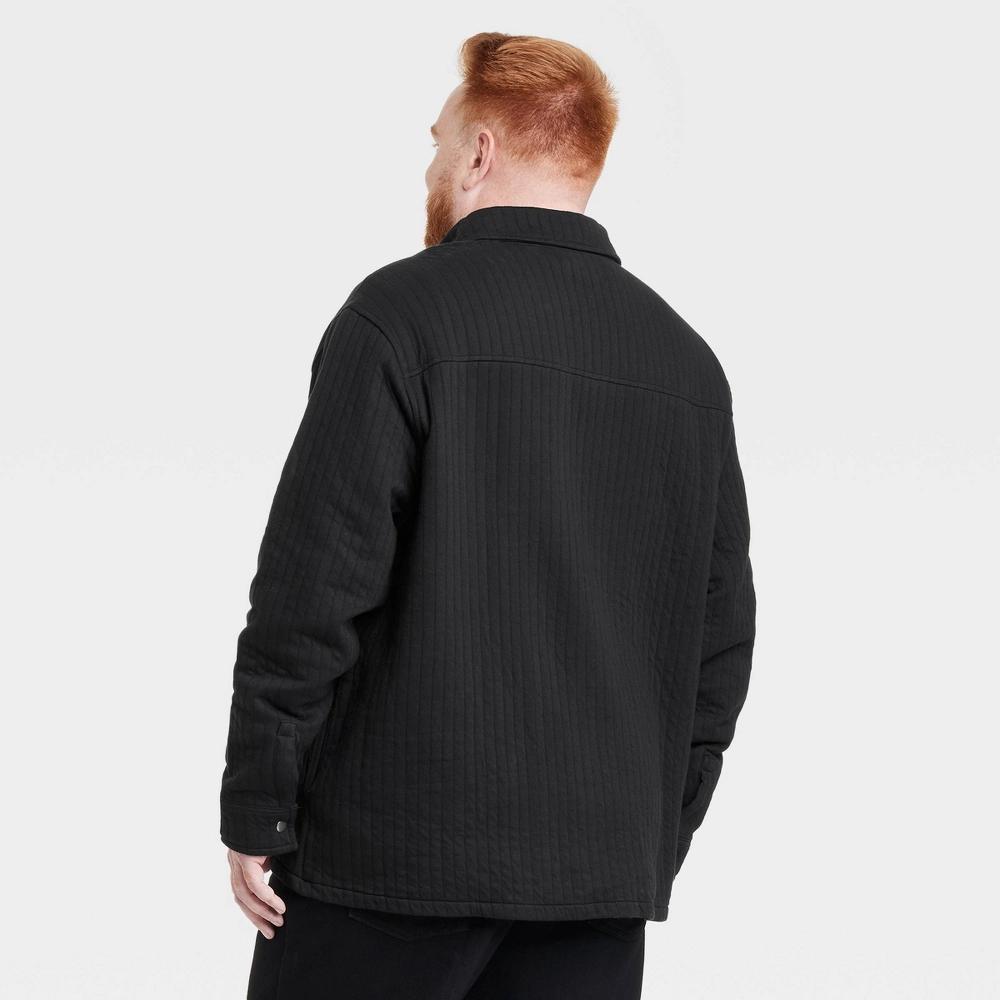 Men's Big & Tall Quilted Knit Shirt Jacket - Goodfellow & Co™ Black XXLT Product Image