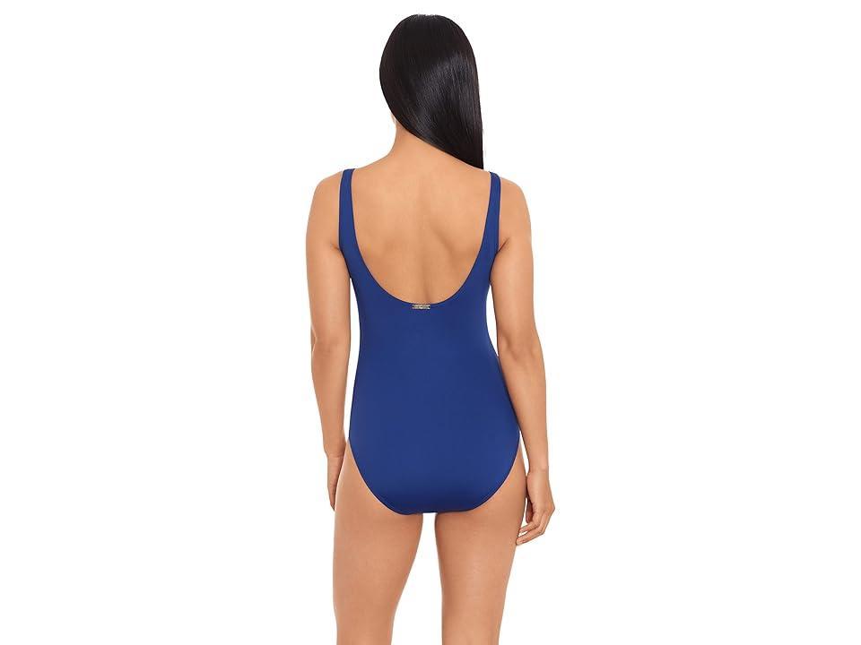 Lauren Ralph Lauren Beach Club Solids Twist Over-the-Shoulder Underwire One-Piece (Sapphire) Women's Swimsuits One Piece Product Image