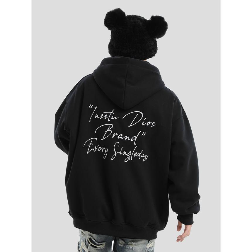 Couple Matching Lettering Zip-Up Hoodie Product Image