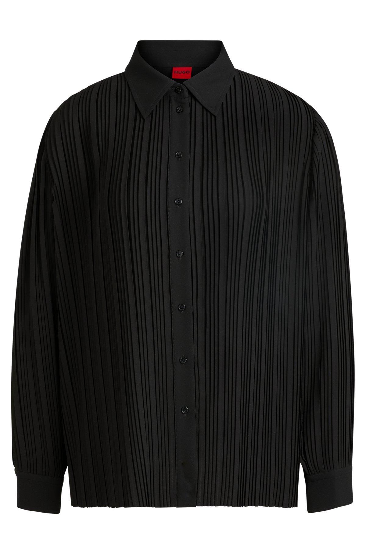 Regular-fit blouse in plissé crepe Product Image