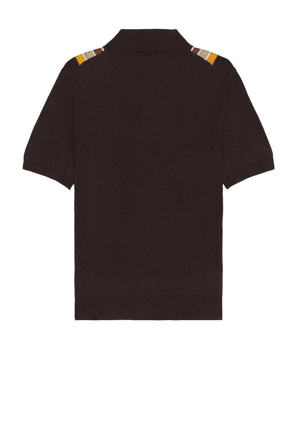 Amiri Stack Stripe Short Sleeve Polo in Brown Product Image