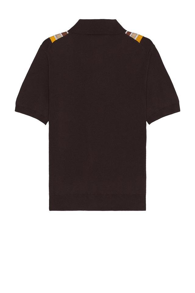 Amiri Stack Stripe Short Sleeve Polo in Brown Product Image