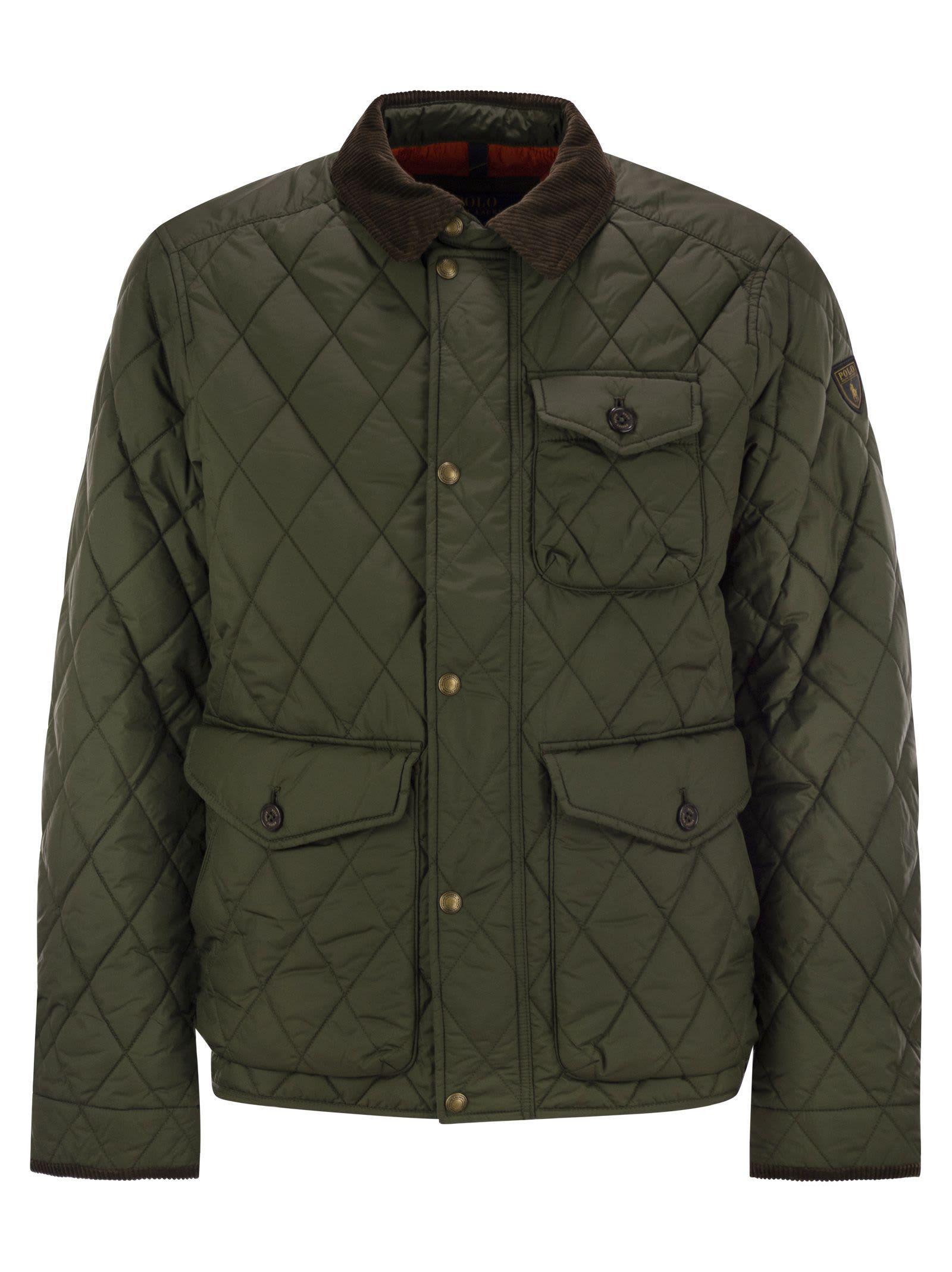 Quilted Straight Hem Jacket In Grün Product Image