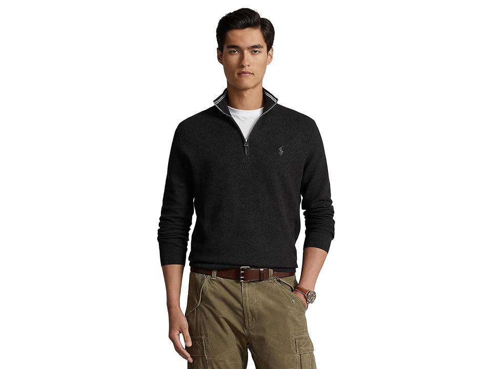 Polo Ralph Lauren Mens Mesh-Knit Cotton Quarter-Zip Sweater Product Image