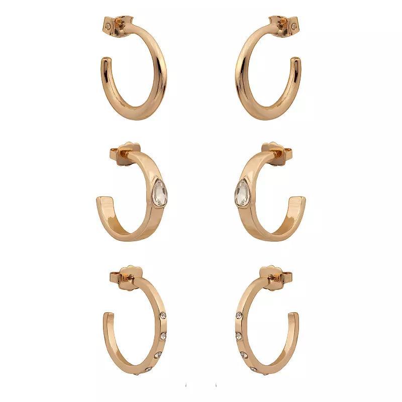 LC Lauren Conrad 3-Pack Hoop Earrings, Womens, Gold Product Image