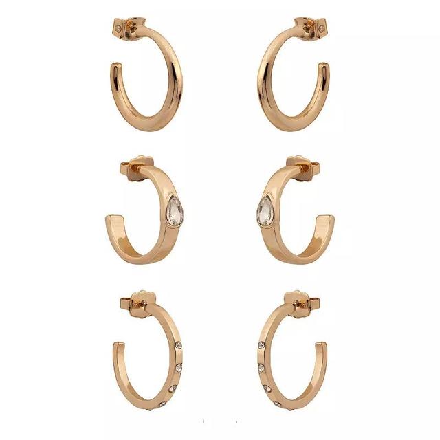 LC Lauren Conrad 3-Pack Hoop Earrings, Womens, Gold Product Image