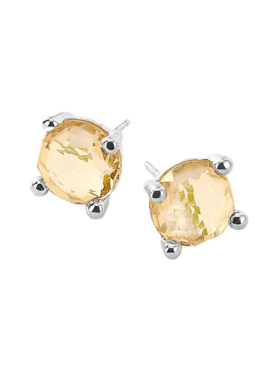 Womens Rock Candy Sterling Silver & Honey Citrine Mini Stud Earrings Product Image