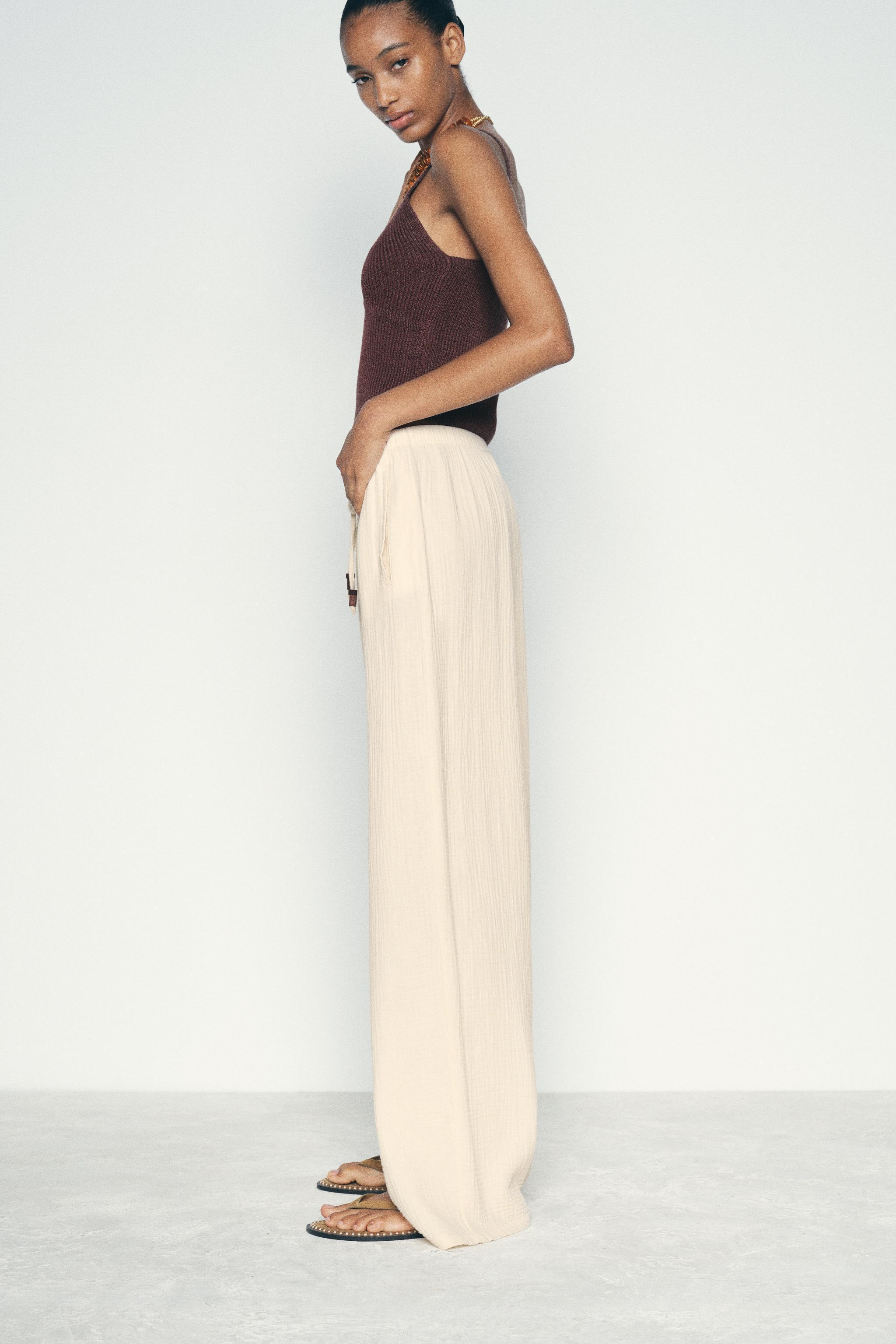 WRINKLED EFFECT WIDE LEG PANTS Product Image