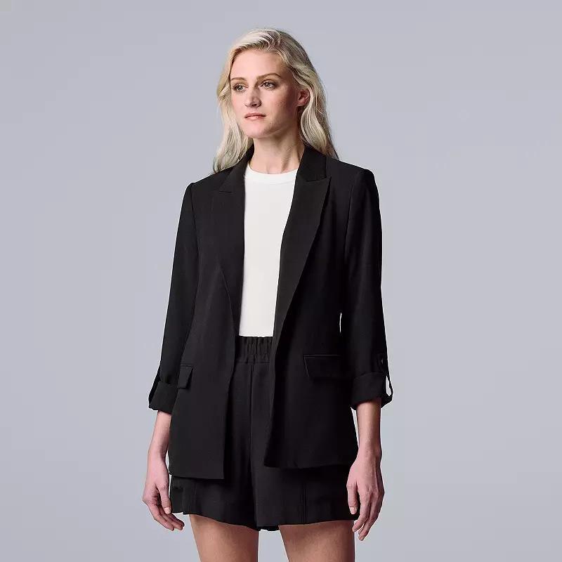 Petite Simply Vera Vera Wang Roll-Tab Easy Blazer, Womens White Product Image