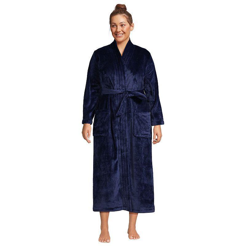 Plus Size Lands End Womens Cozy Plush Long Wrap Robe Product Image