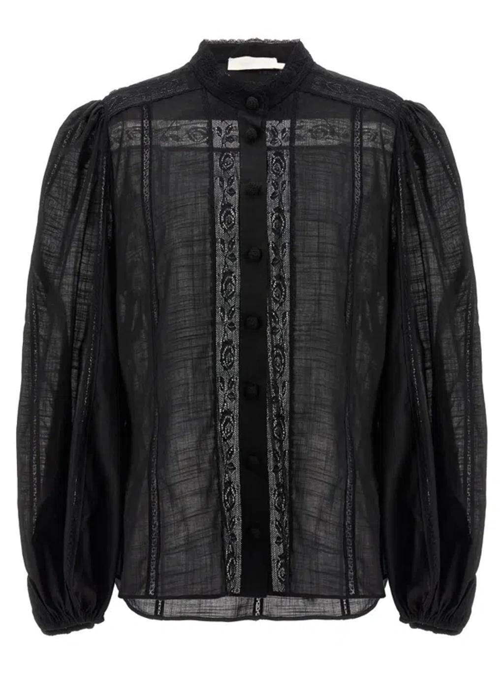 Black Halliday Lace Trim Shirt Product Image