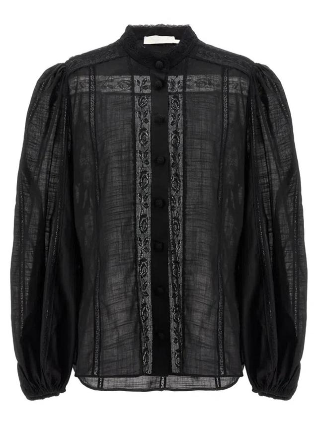 Black Halliday Lace Trim Shirt Product Image