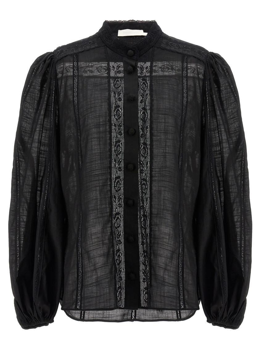 Black Halliday Lace Trim Shirt Product Image