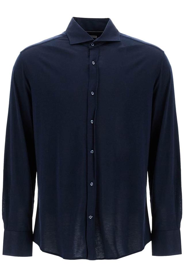 Silk And Cotton Jersey Shirt In Blue Product Image