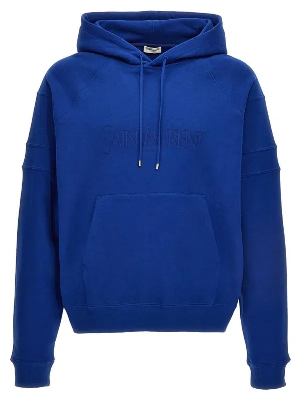 Logo Embroidery Hoodie In Blue Product Image