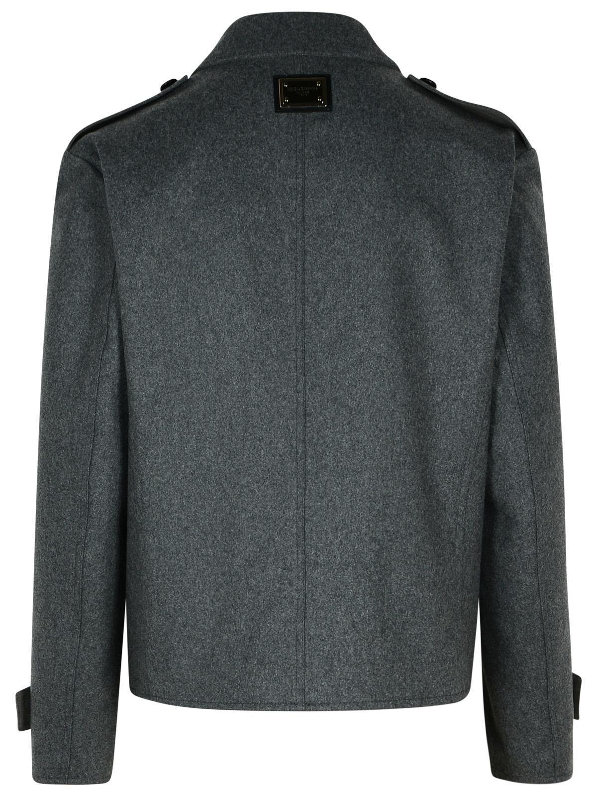 Grey Wool Blend Jacket In Gray Product Image