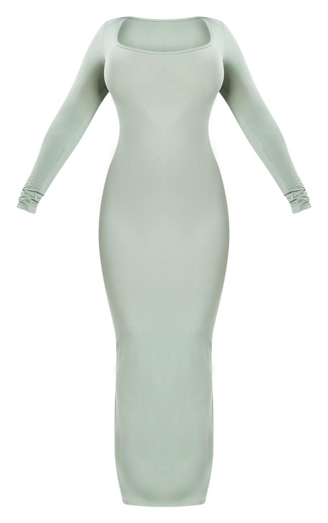 Shape Sage Green Stretch Long Sleeve Maxi Dress Product Image