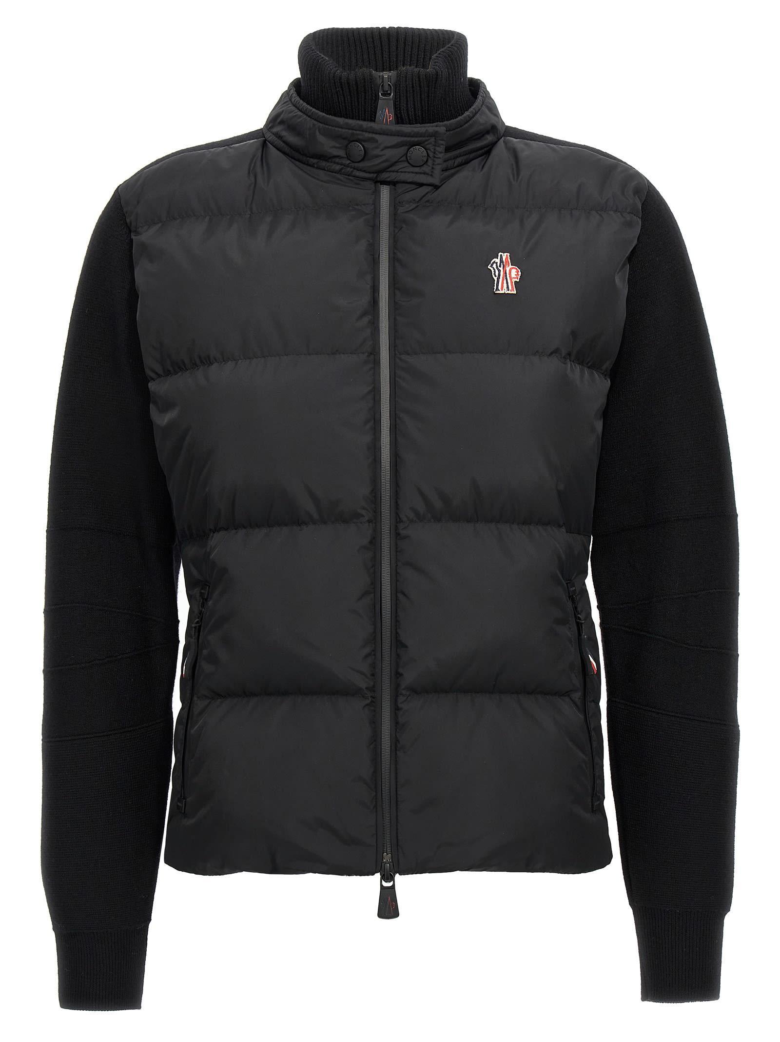 MONCLER Two-material Cardigan Sweater, Cardigans Black Product Image