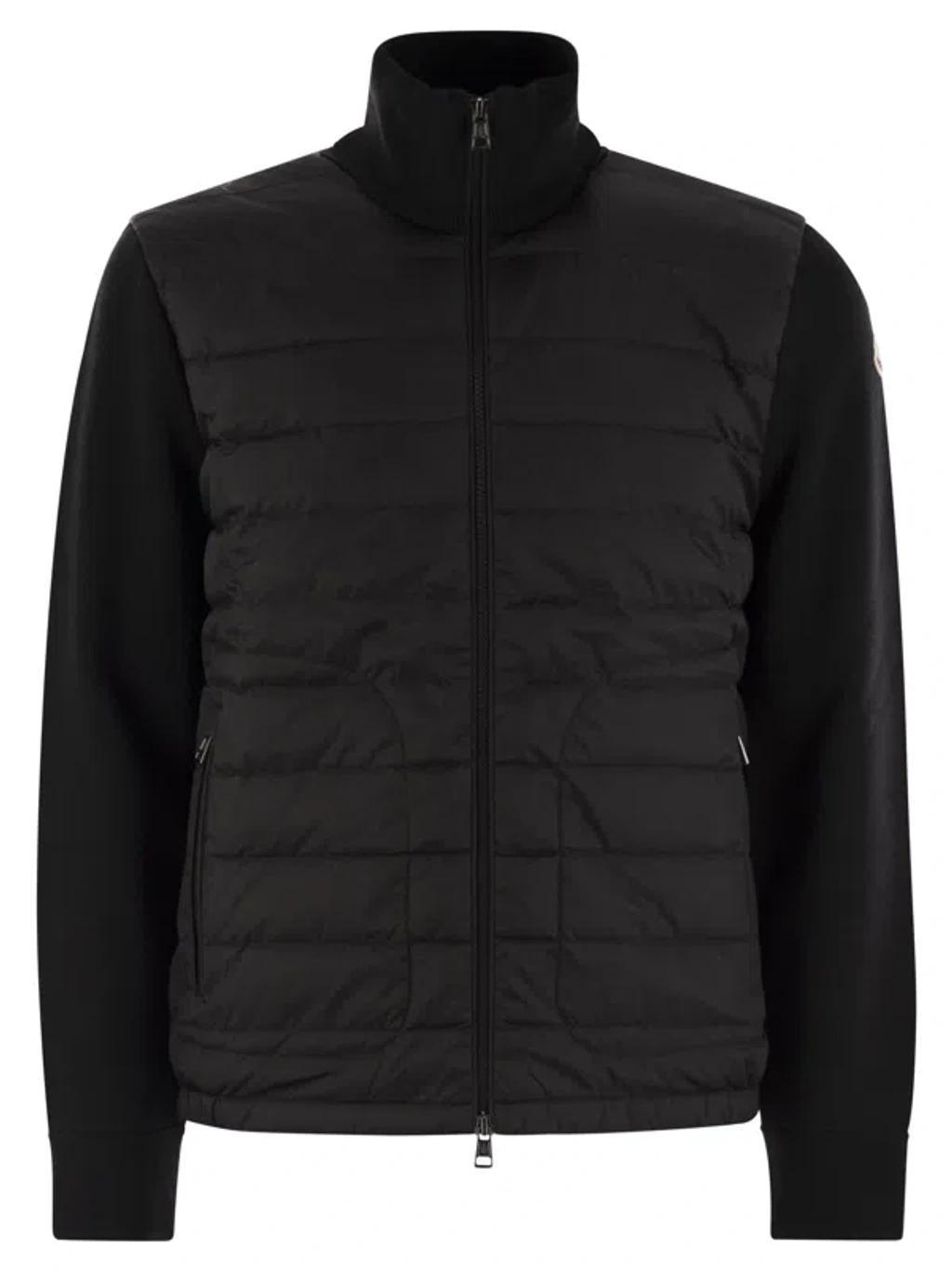 MONCLER Padded Wool Cardigan In Black Product Image