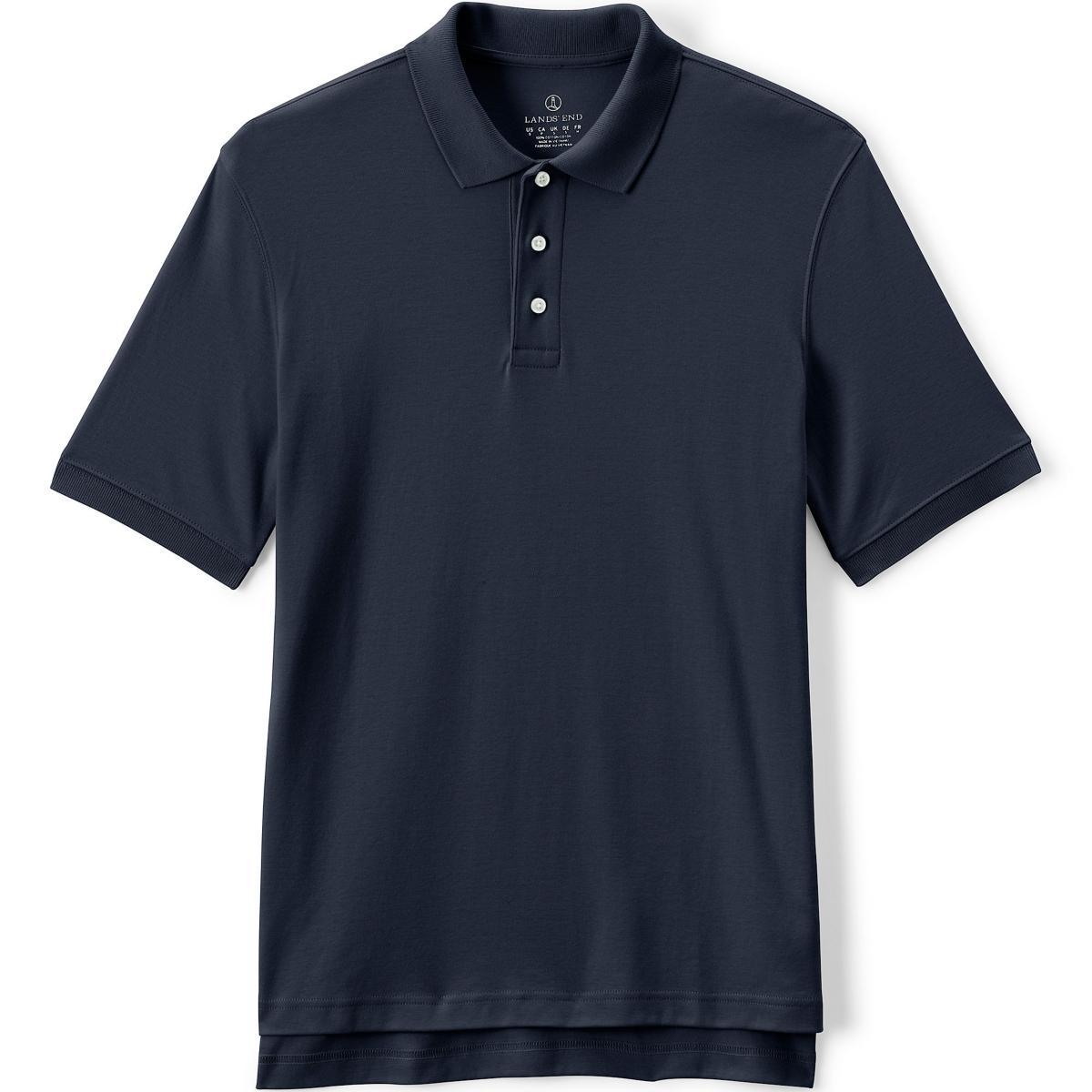 Lands End School Uniform Mens Short Sleeve Interlock Polo Shirt Product Image