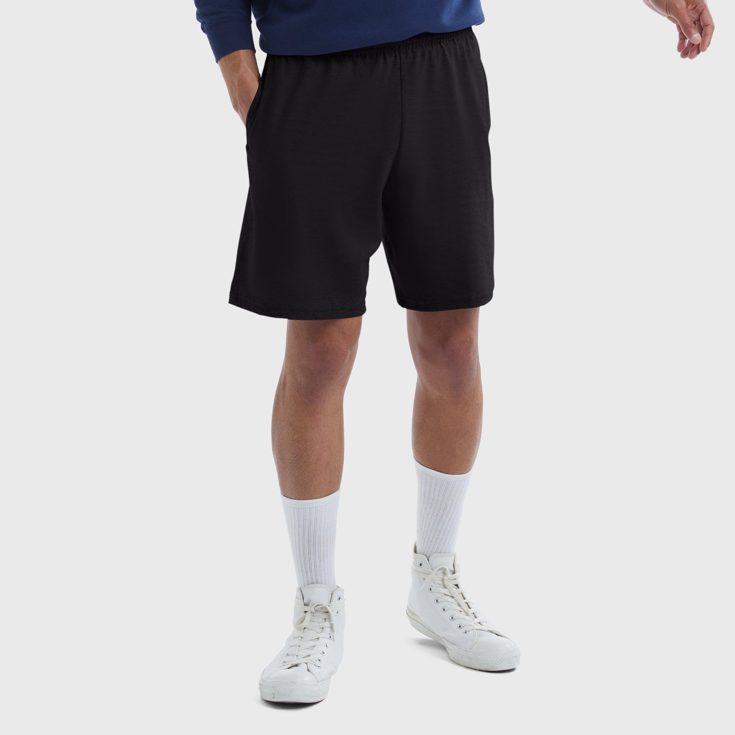 Mens Hanes ComfortSoft Jersey Pocket Shorts Grey Heather Product Image