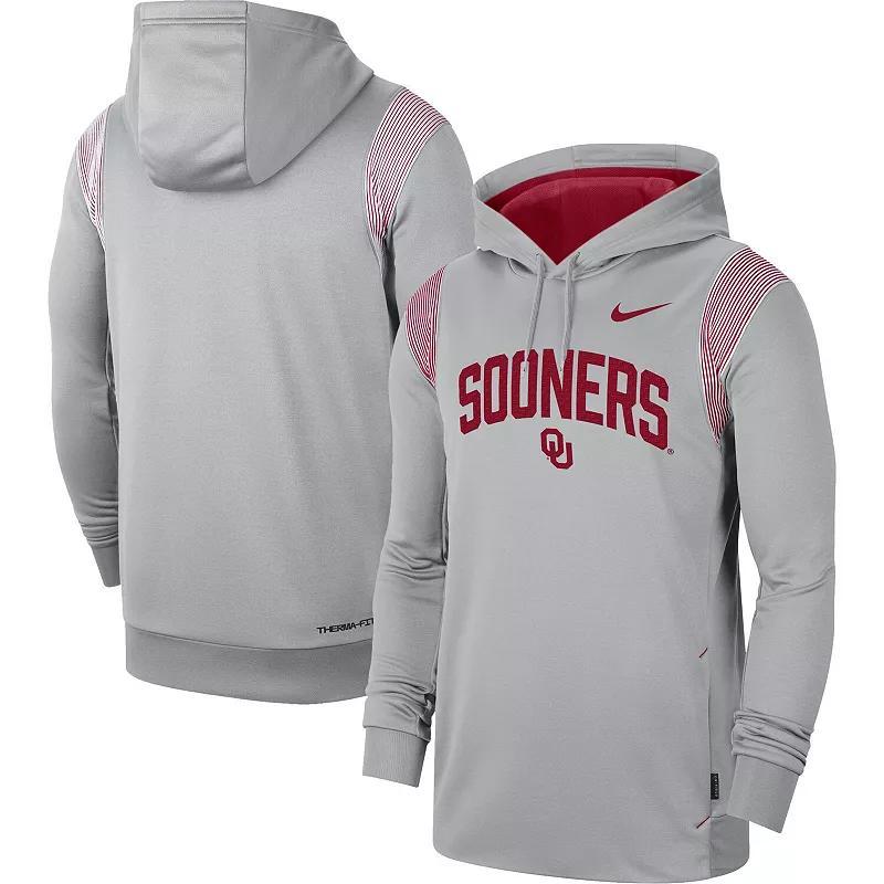 Mens Nike Gray Oklahoma Sooners 2022 Game Day Sideline Performance Pullover Hoodie Product Image