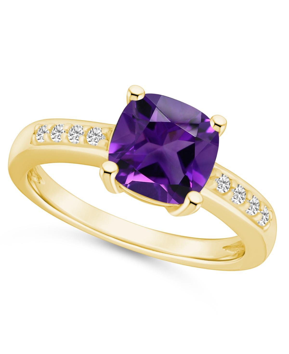 Alyson Layne 14k Gold Cushion Amethyst & 1/8 Carat T.W. Diamond Ring, Womens Product Image