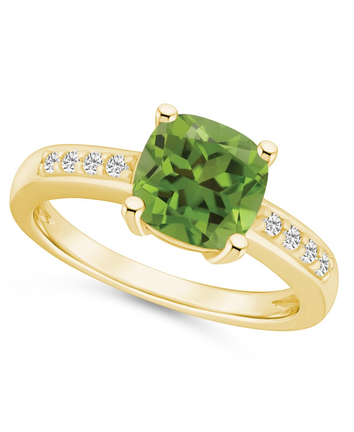 Alyson Layne 14k Gold Cushion Peridot & 1/8 Carat T.W. Diamond Ring, Womens Green Product Image