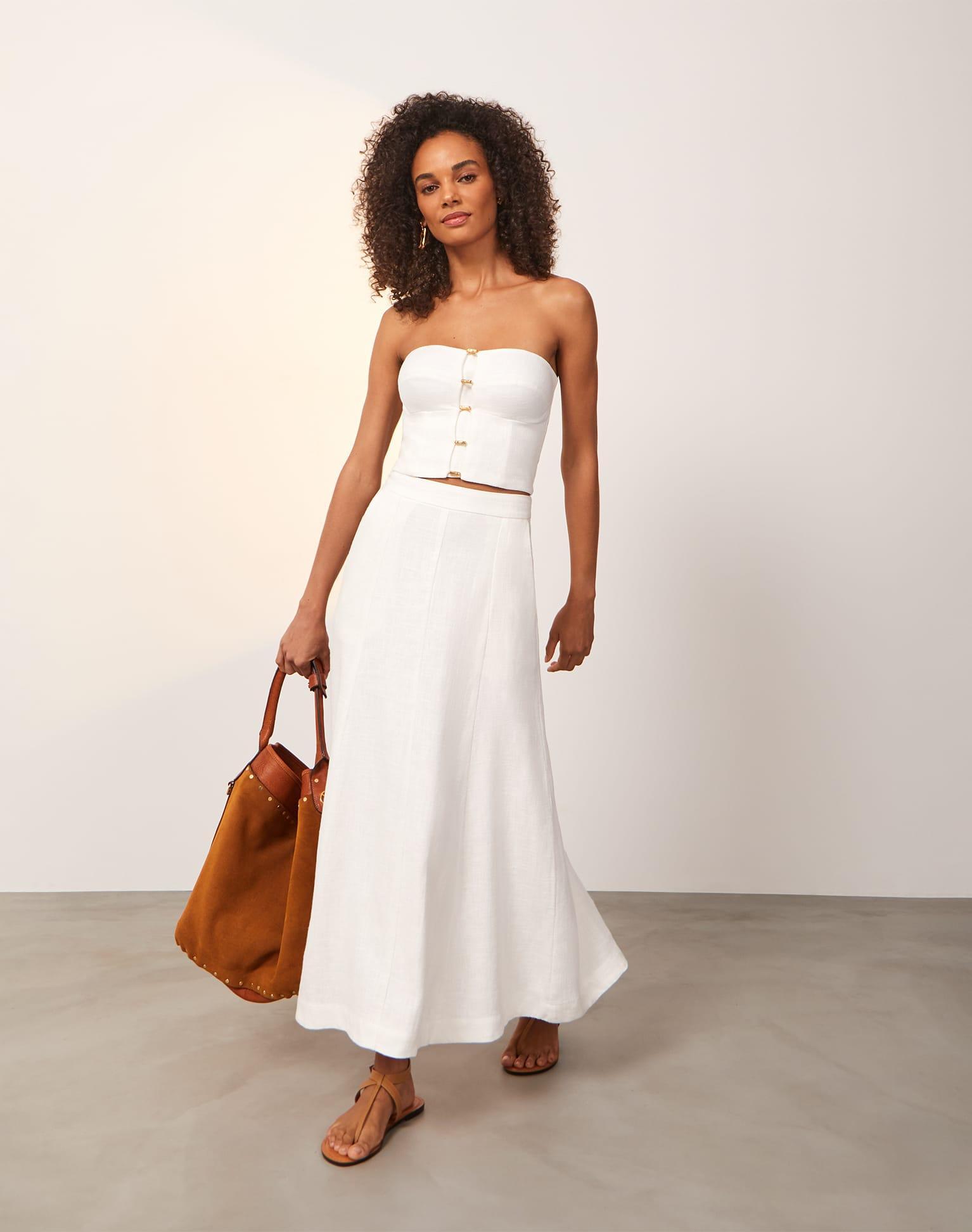 Tiana Long Skirt - Off White Product Image