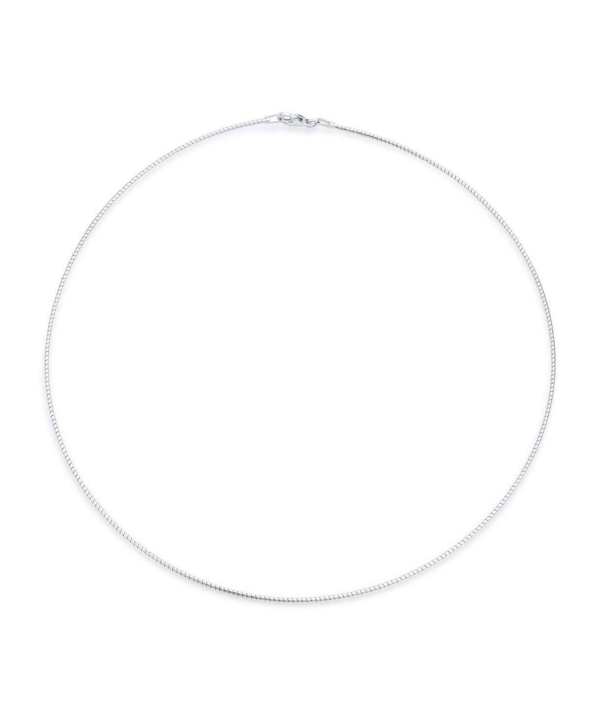 Basic Simple Thin Slider Omega Cubetto Chain Snake Choker Flex Collar Necklace For Women .925 Silver Sterling Pendant 18 Product Image