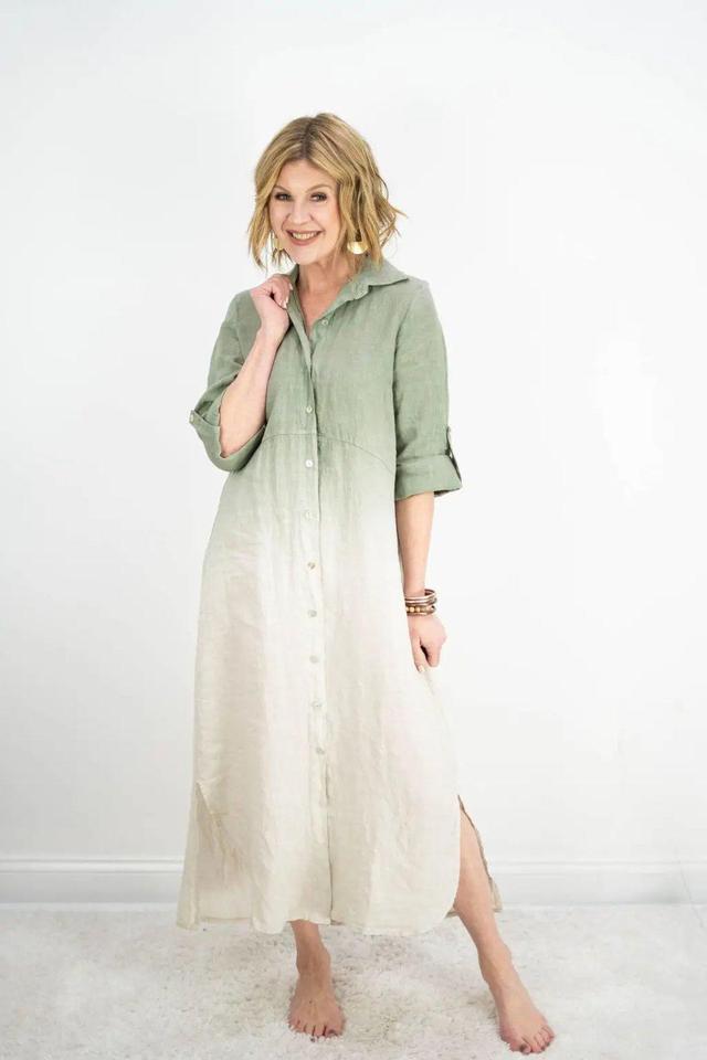 Ombre Tunic Linen Dress Female Product Image