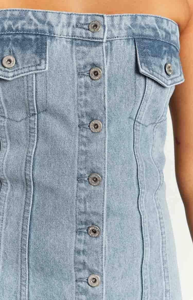 Wilma Blue Denim Corset Mini Dress Product Image