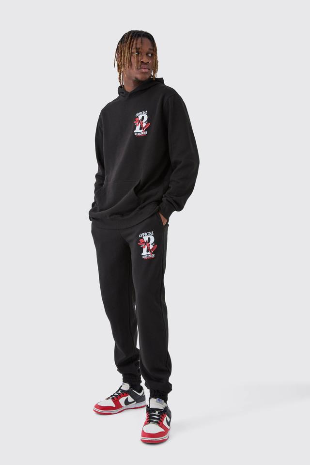 Mens Black Tall Official Dove Printed Regular Fit Tracksuit, Black Product Image