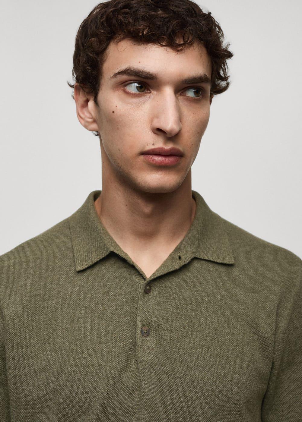 MANGO MAN - Short-sleeve knitted polo shirt forest greenMen Product Image