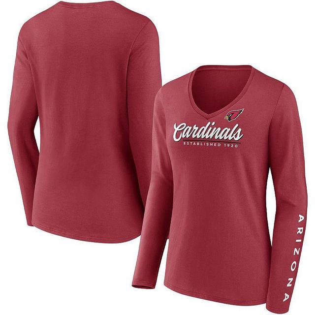 Womens Fanatics Branded Cardinal Arizona Cardinals Drive Forward V-Neck Long Sleeve T-Shirt Product Image