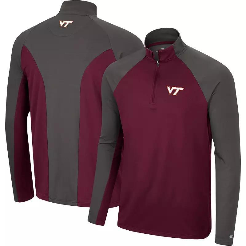 Mens Colosseum Maroon/Charcoal Virginia Tech Hokies Two Yutes Raglan Quarter-Zip Windshirt Product Image