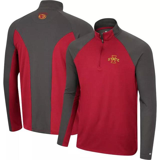 Mens Colosseum Cardinal/Charcoal Iowa State Cyclones Two Yutes Raglan Quarter-Zip Windshirt Red Product Image