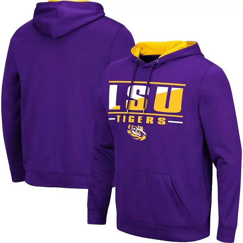 Mens Colosseum LSU Tigers Slash Stack 2.0 Pullover Hoodie Product Image