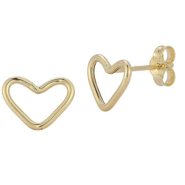 LUMINOR GOLD 14k Gold Open Heart Stud Earrings, Womens, Yellow Product Image