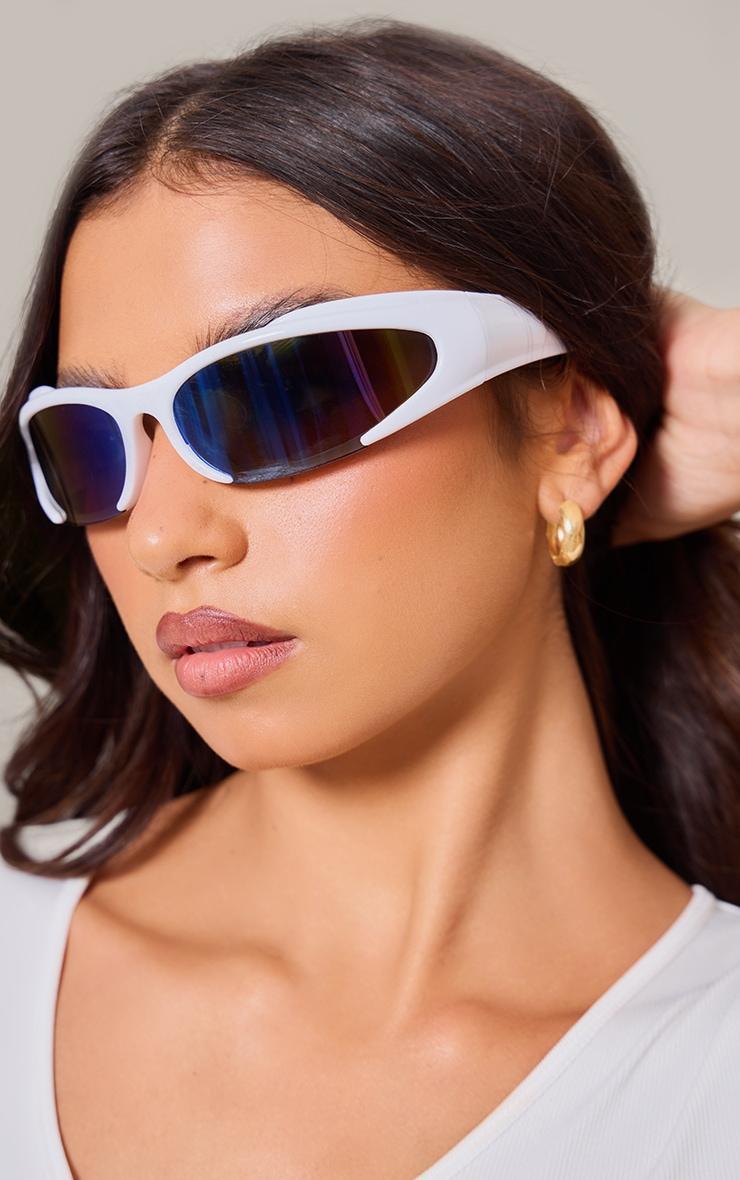 White Sporty Visor Sunglasses Product Image